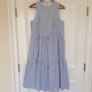 J. Crew blue and white striped midi dress size 8